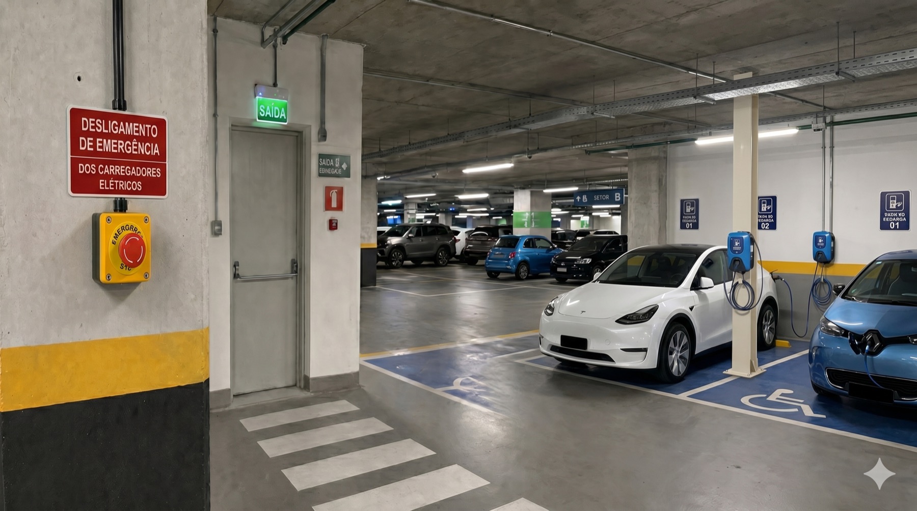 Garagem com sistema de emergência